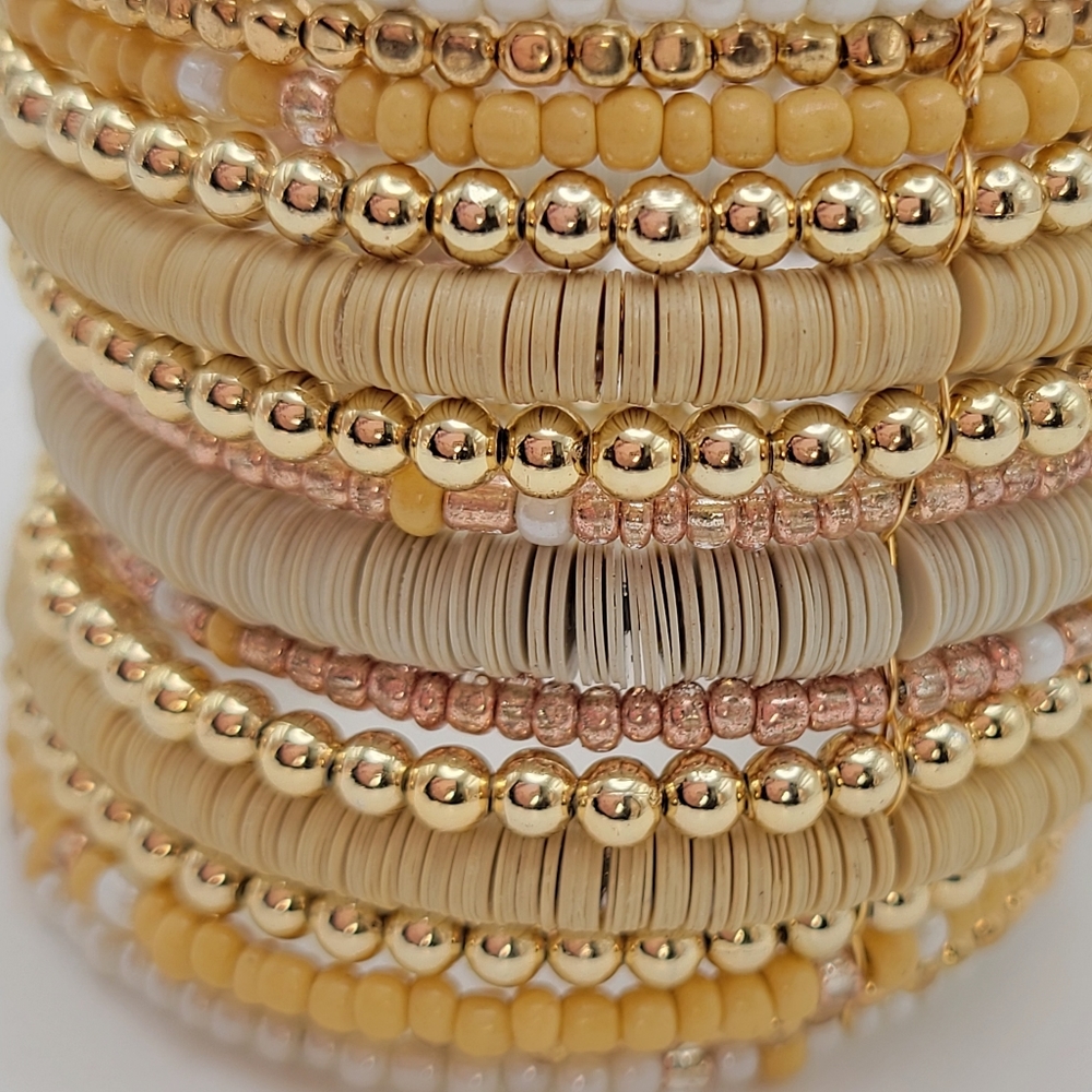 Adornia | NWT Mixed Midea Gold Beaded Cuff Bracelet - Picture 2 of 8